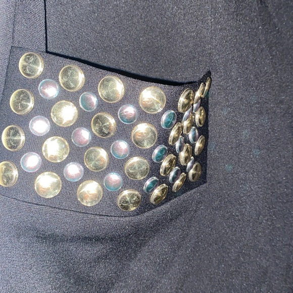 Calvin Klein Black Short Sleeve A-line Dress With Studded Pockets NWOT - Picture 6 of 9